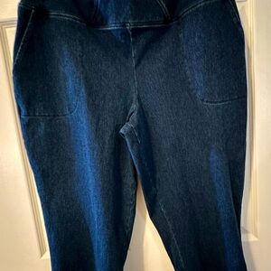 Belle by Kim Gravel Dark Blue Cropped, High Rise Jeans